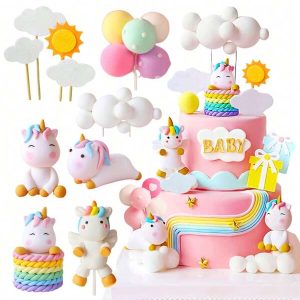 RGT Luxury Rainbow Unicorn Cake Decoration Unicorn Birthday Decoration Rainbow Cake Topper Unicorn Party Favors Rainbow Birthday Decoration Birthday Cake Decoration,Christmas Multicolor