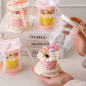 2pcs/3pcs/8pcs/9pcs/109pcs Valentine's Day 2-Inch Red Paper Cup Cake Transparent Portable Box Round Packaging Box Heart Shaped Candle Confession Decoration , Halloween Party Multicolor