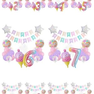 22pcs/Set Cartoon Ice Cream Foil Balloon Garland Kit Cake Birthday Party Decorations Multicolor