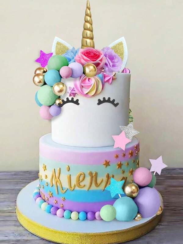 Unicorn Cake Topper, Unicorn Flower Cake Decorations With Flowers Balls Stars Unicorn Happy Birthday Cake Decorations For Birthday Party Shower Supplies (Flower),Christmas Unicorn 1