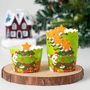 20/30pcs Christmas Decoration Cake Cups, Gingerbread Man Snowman Christmas Cups, Christmas Decorations. Baked Food Packaging Boxes, Dessert Cake Cups, Party Decorations, Christmas Decoration Cups Multicolor