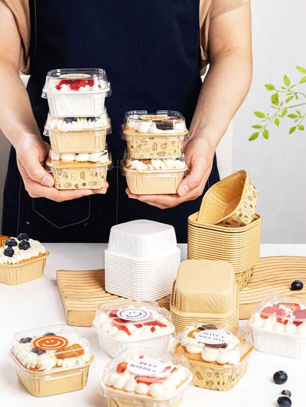 20/25pcs Dessert Boxes, Baking Pastry Boxes, Sandwich Boxes, Tiramisu Cake Boxes/Ideal For Packaging Delicious Cakes, Tiramisu, Cream Puffs, Macarons And More! Multicolor