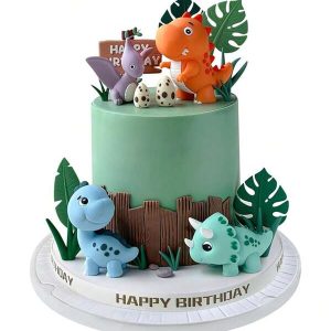 7/16 Dinosaur Cake Decoration Cartoon Dinosaur Themed Cake Decoration Set 3D Dinosaur Model Birthday Cake Decoration Wildlife Party Multicolor